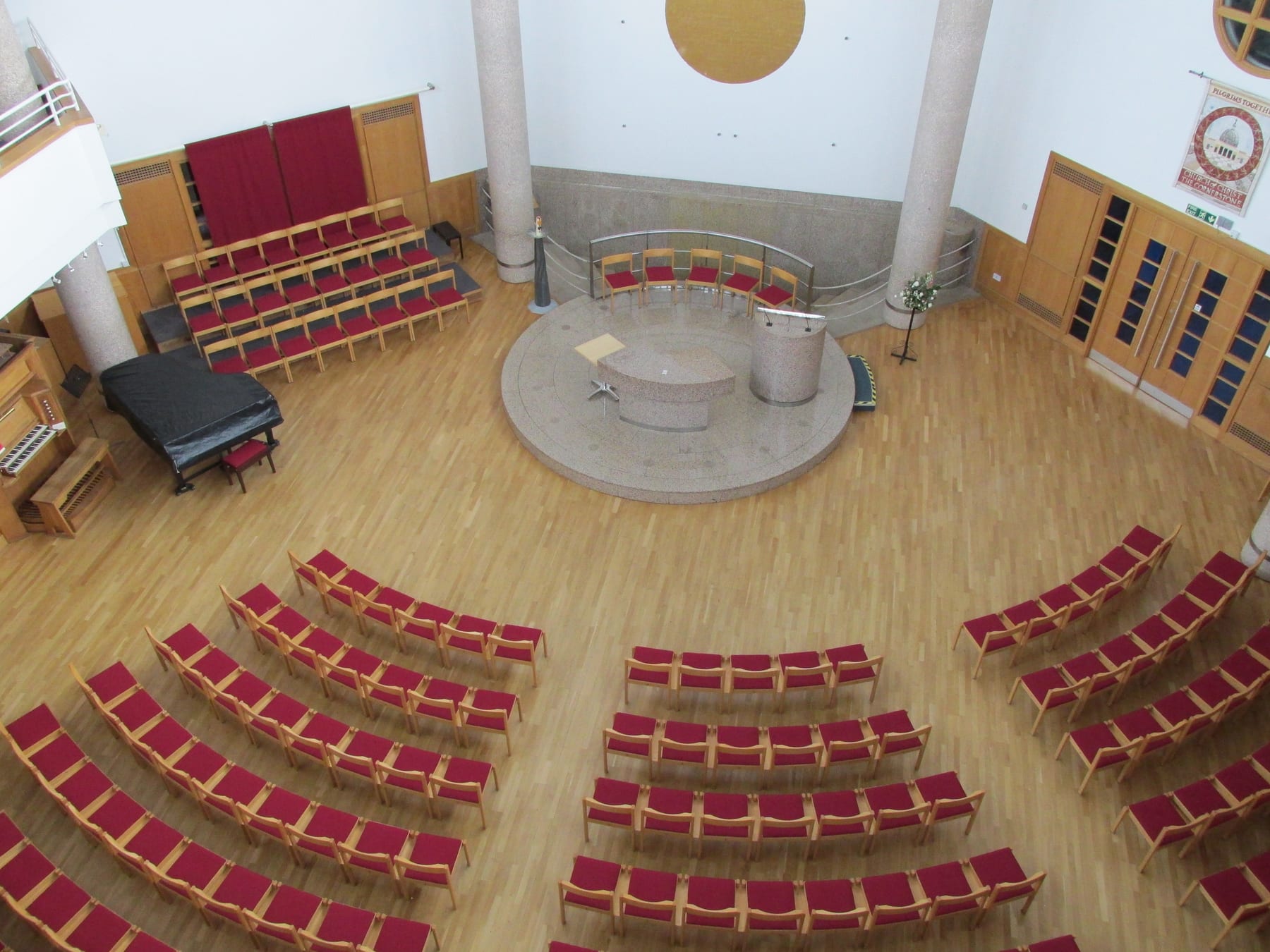 Large conference in the Worship Area with stage and screen