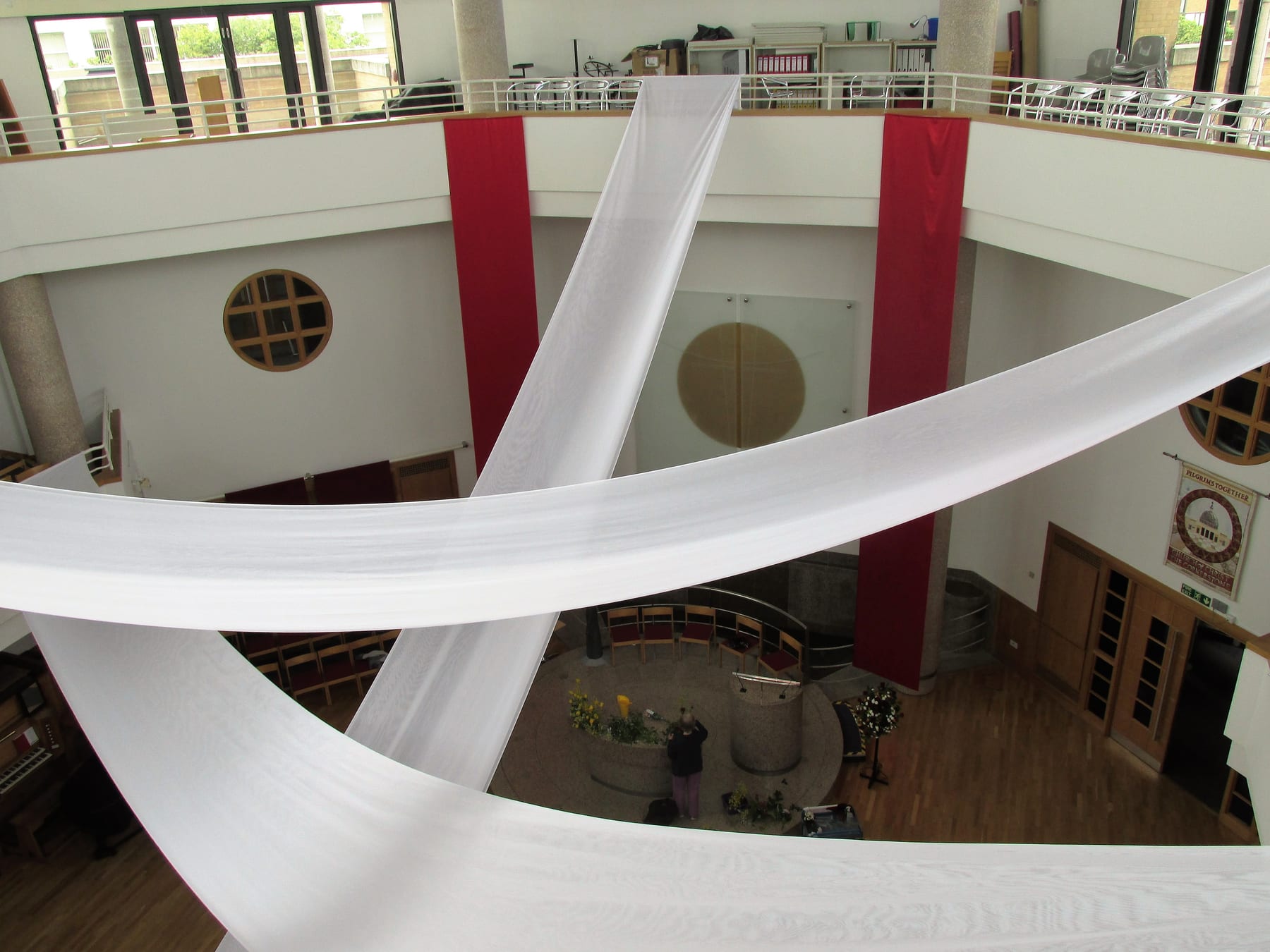 Ceiling drapes and lighting installed at the venue (4)