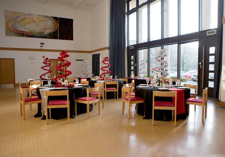 Corporate event tables dressed in the Guildhall