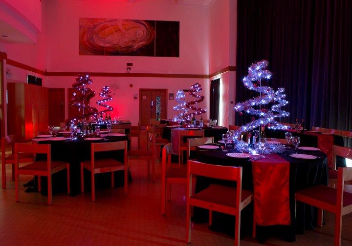 Corporate event seating with centrepieces