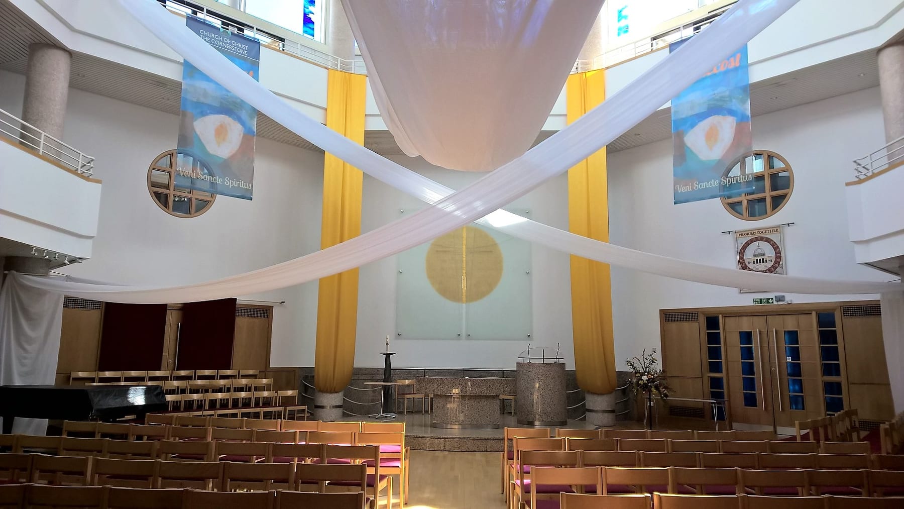 Ceiling drapes and lighting installed at the venue (6)