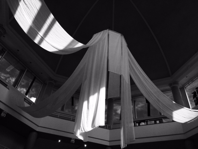 Centre drape hung across the Worship Area ceiling